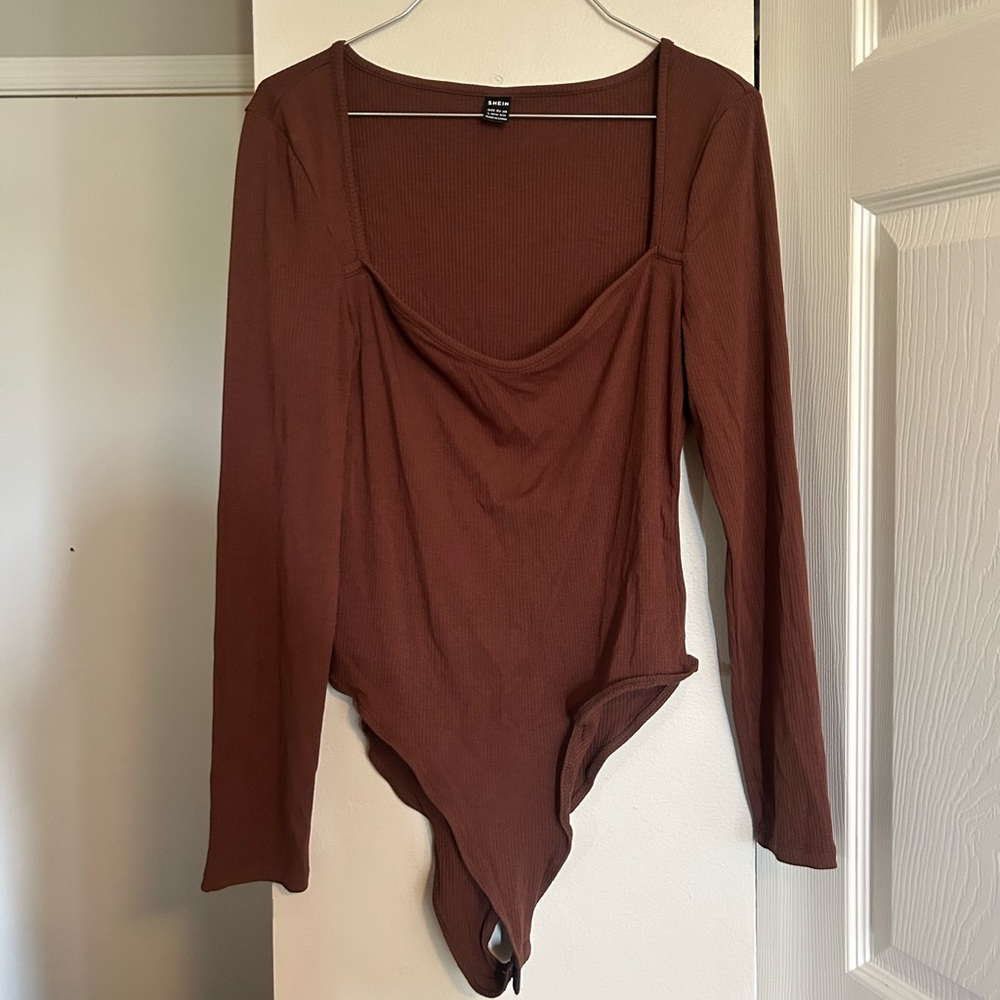 NEW SHEIN EZwear Solid Ribbed Knit Bodysuit Size Large